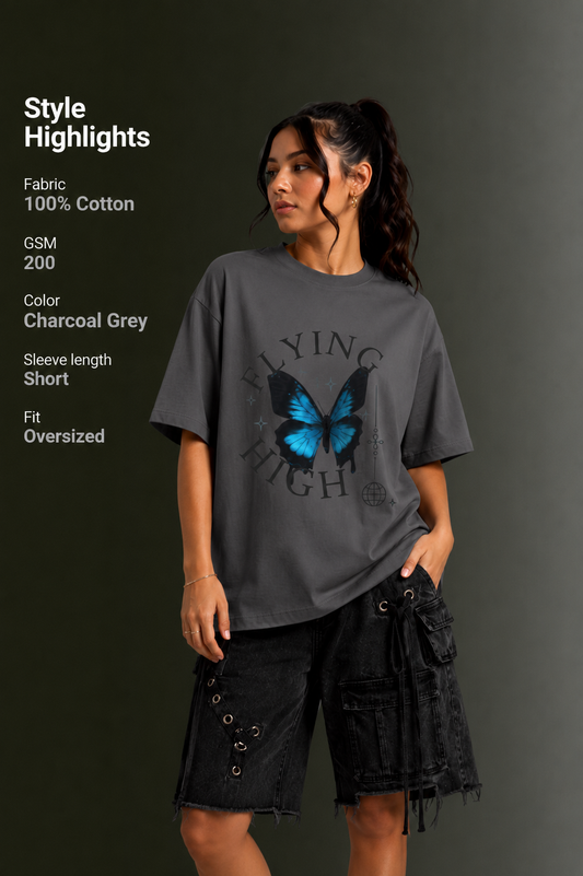 Women Drop Shoulder Front Printed T-Shirt | OUTPUFF