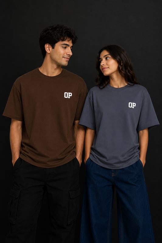 Couple Plain Drop Shoulder T-Shirt | OUTPUFF