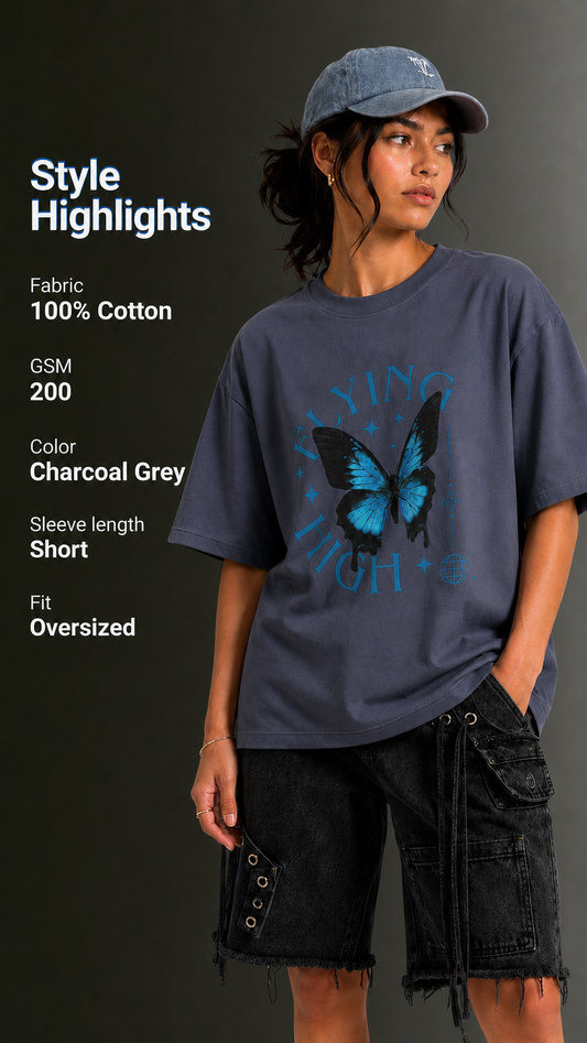 Women Drop Shoulder Front Printed T-Shirt | OUTPUFF