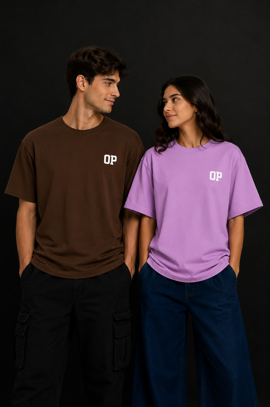 Couple Plain Drop Shoulder T-Shirt | OUTPUFF