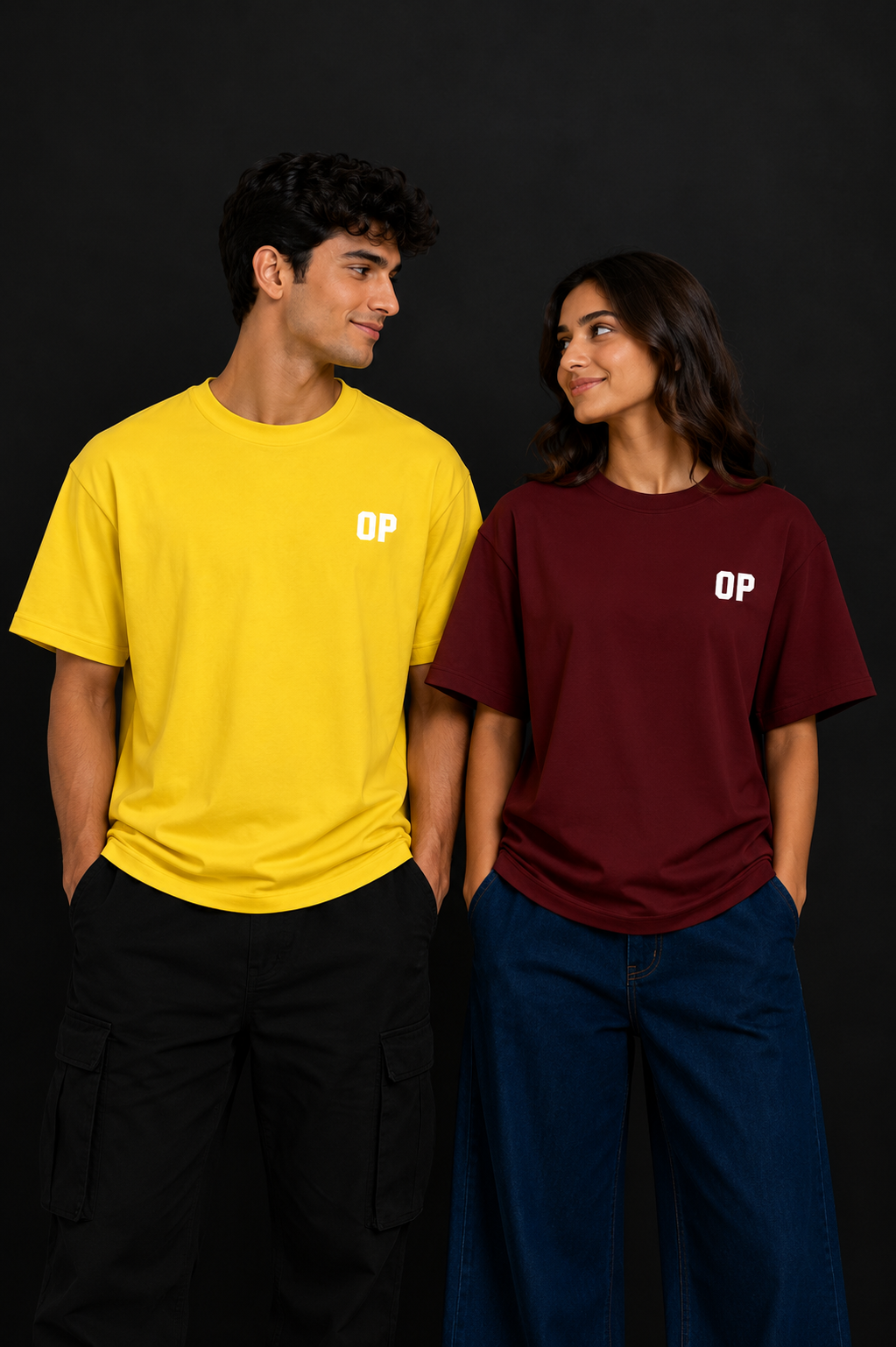 Couple Plain Drop Shoulder T-Shirt | OUTPUFF
