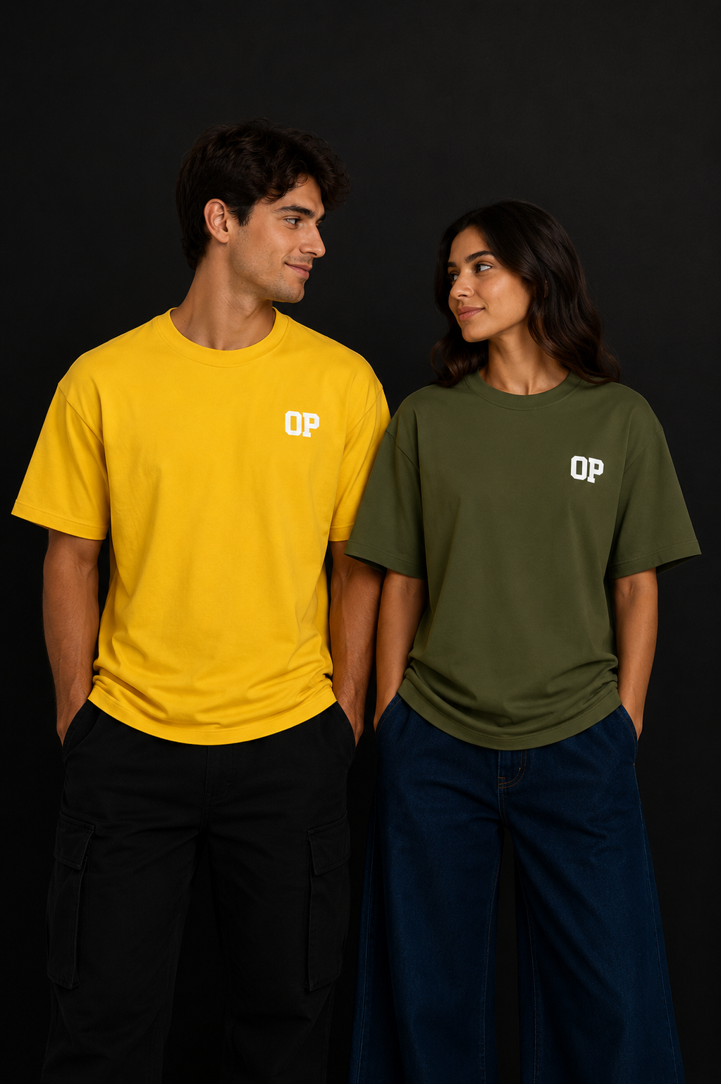 Couple Plain Drop Shoulder T-Shirt | OUTPUFF