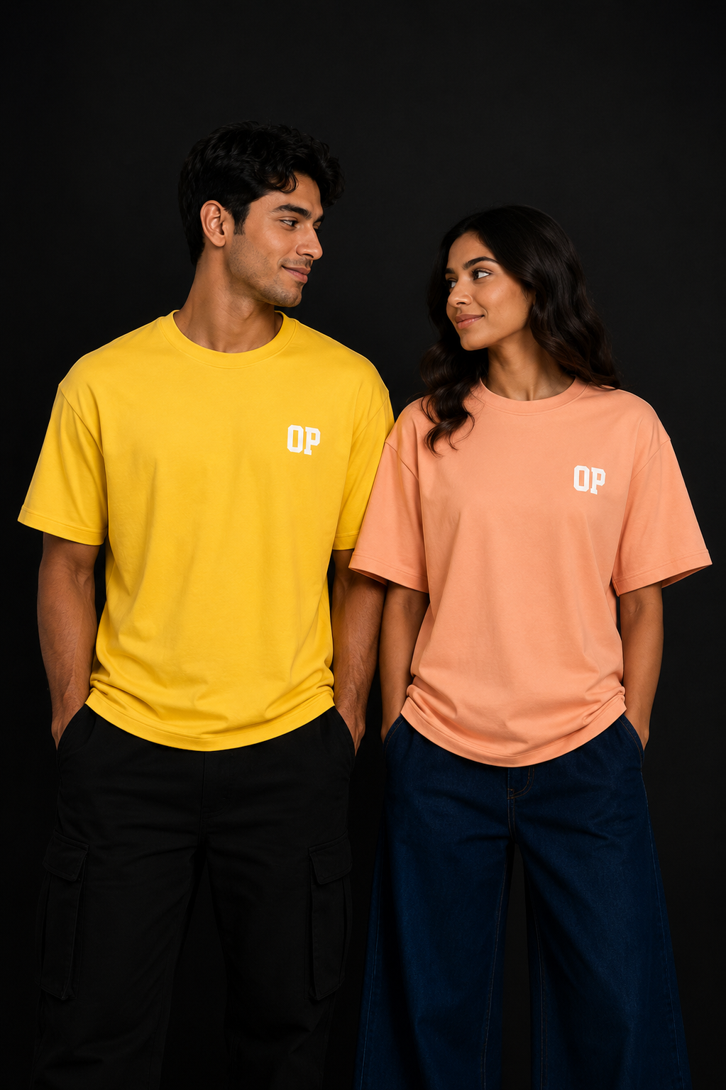 Couple Plain Drop Shoulder T-Shirt | OUTPUFF
