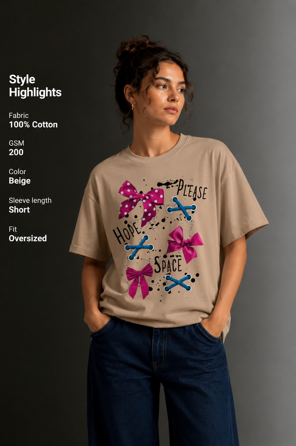 Women Drop Shoulder Front Printed T-Shirt | OUTPUFF