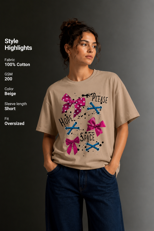 Women Drop Shoulder Front Printed T-Shirt | OUTPUFF