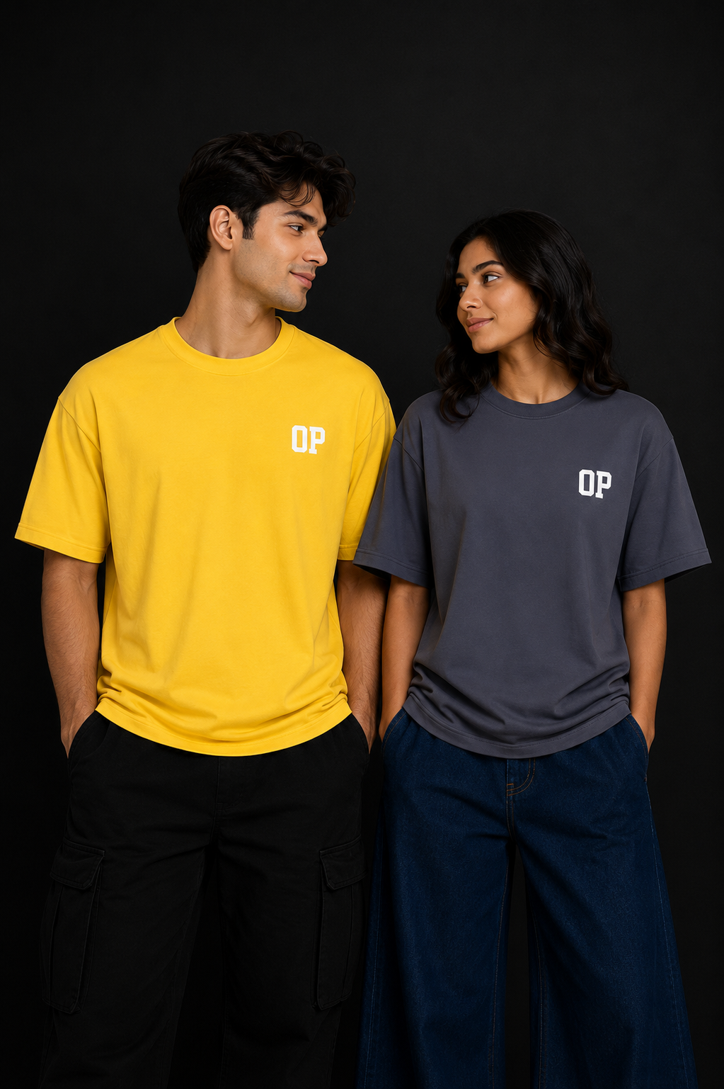 Couple Plain Drop Shoulder T-Shirt | OUTPUFF