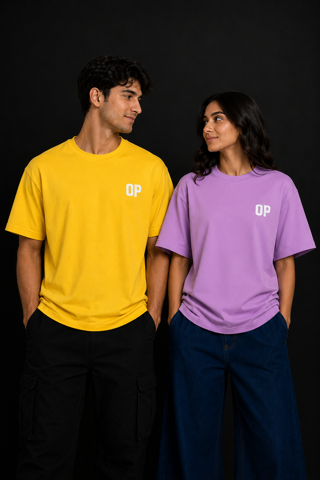 Couple Plain Drop Shoulder T-Shirt | OUTPUFF