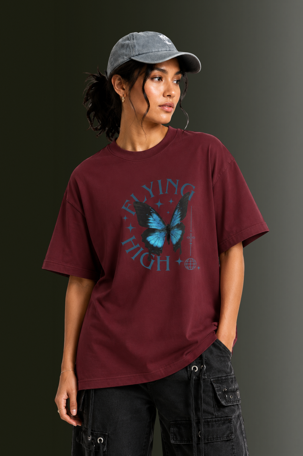 Women Drop Shoulder Front Printed T-Shirt | OUTPUFF