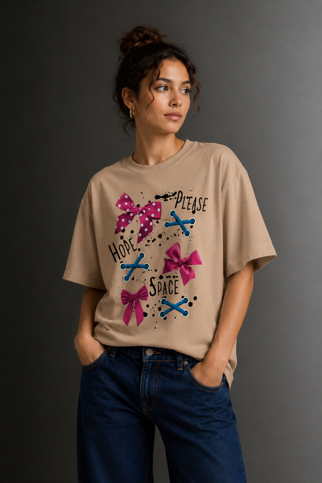 Women Drop Shoulder Front Printed T-Shirt | OUTPUFF