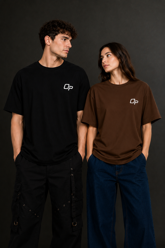 Couple Plain Drop Shoulder T-Shirt | OUTPUFF