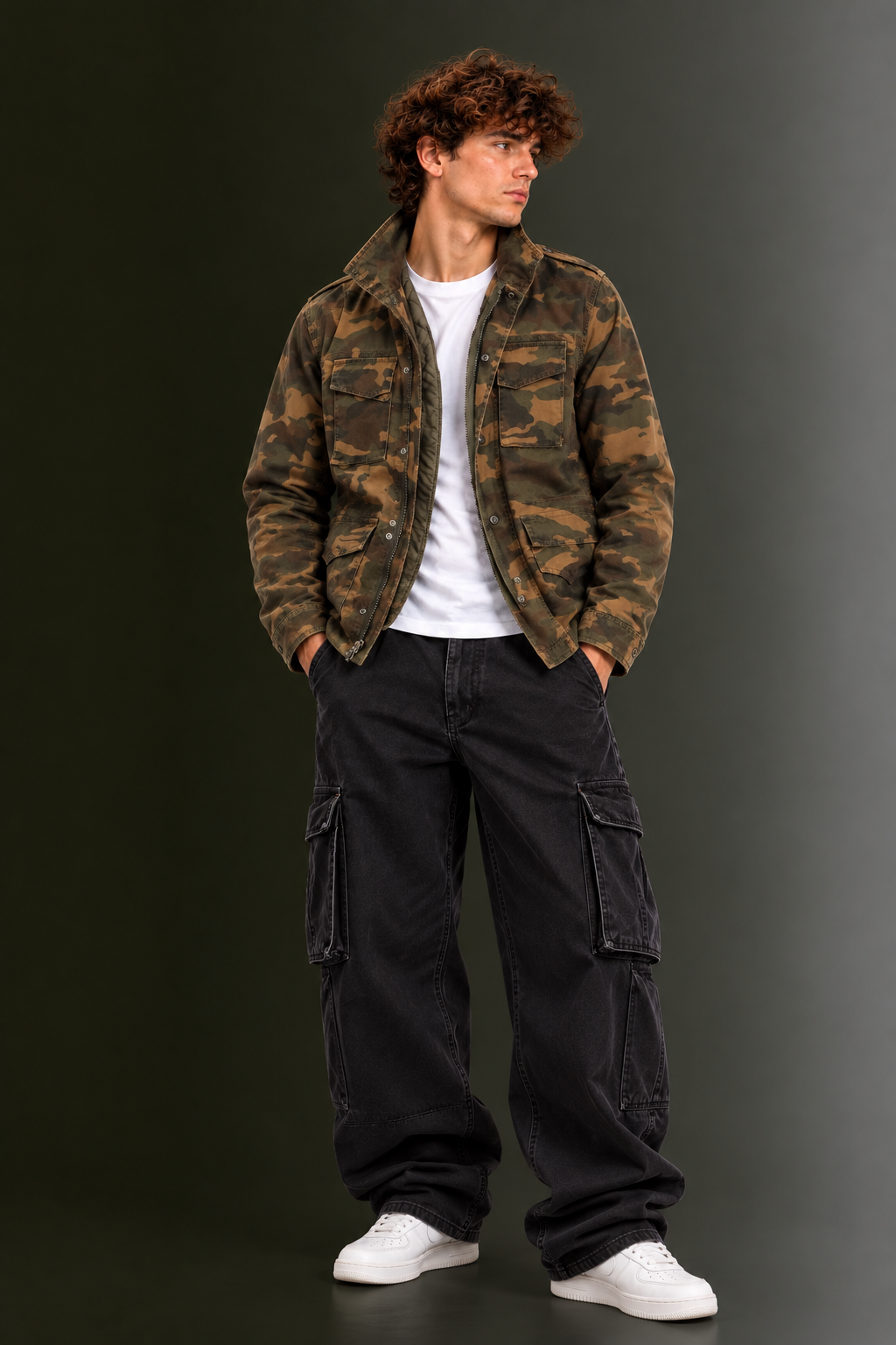 OUTPUFF Men’s Cotton-Blend Field Jacket with Removable Quilted Liner