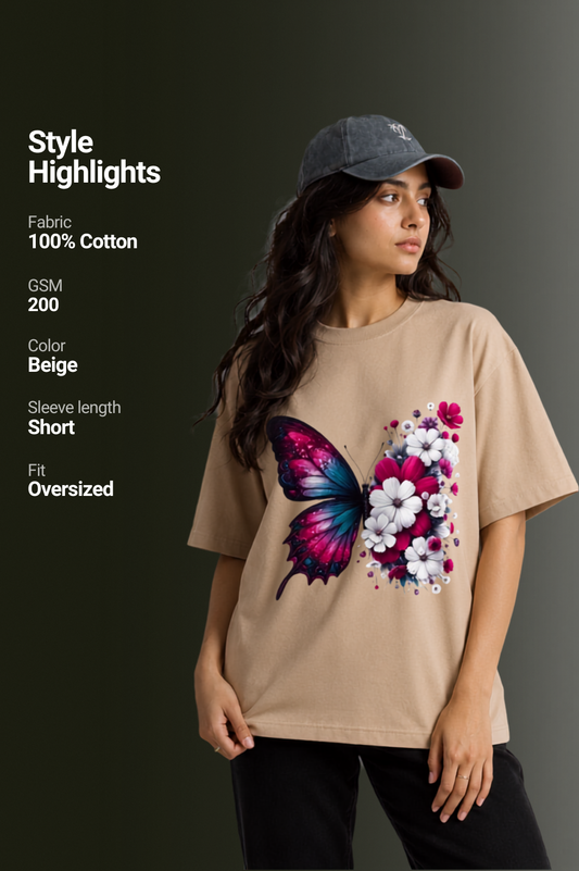 Women Drop Shoulder Front Printed T-Shirt | OUTPUFF