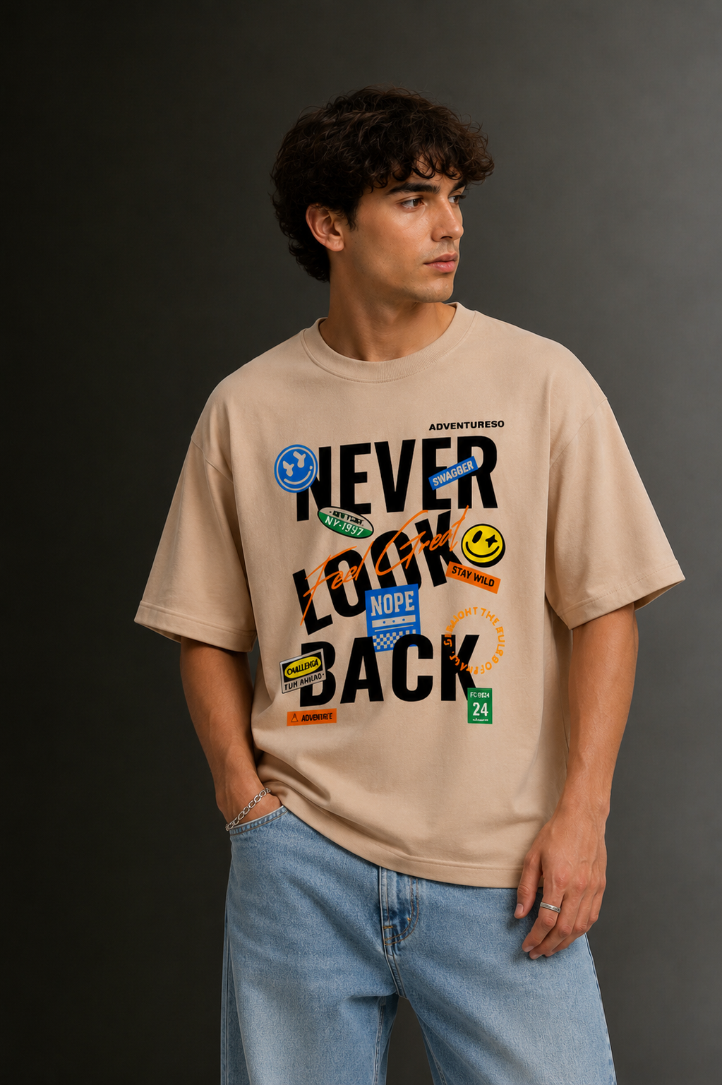 Men's Drop Shoulder Front Printed T-Shirt | Graphic Tee | OUTPUFF