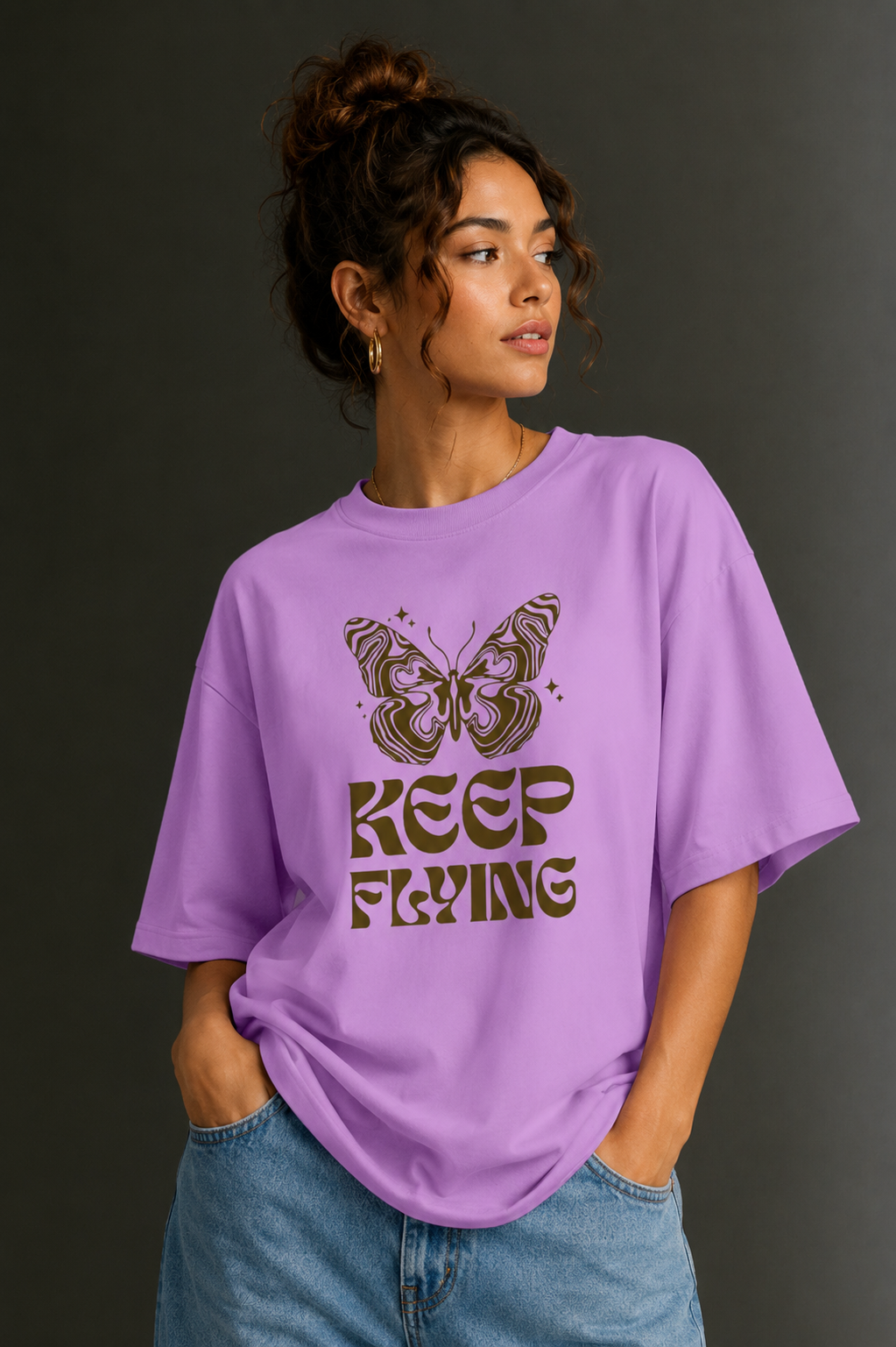 Women Drop Shoulder Front Printed T-Shirt | OUTPUFF
