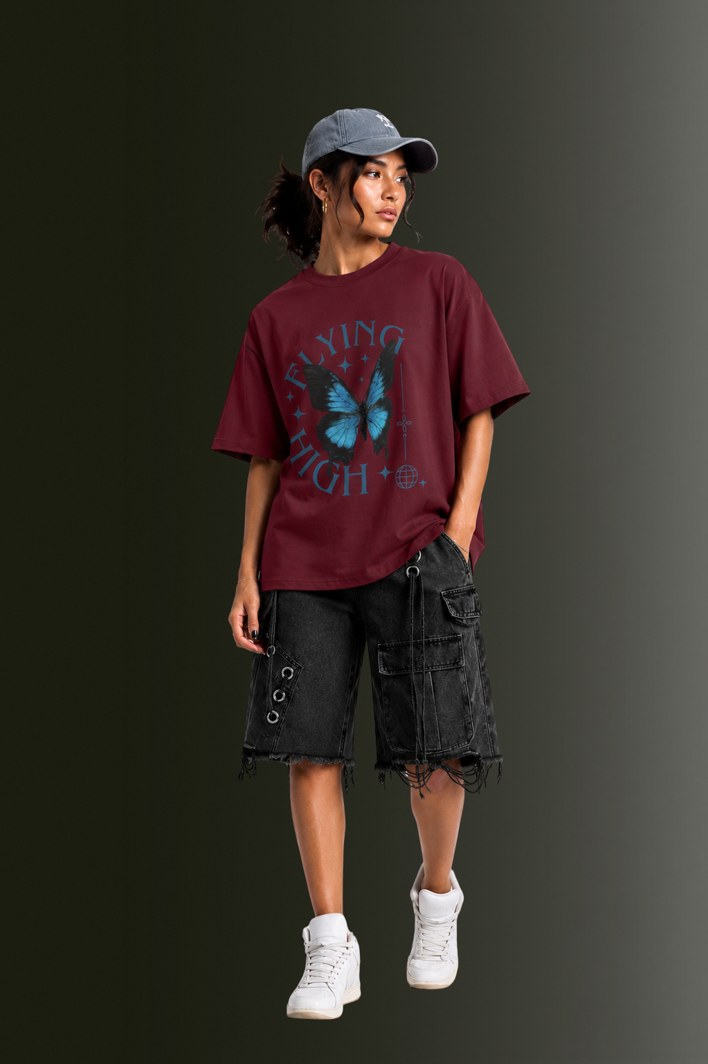 Women Drop Shoulder Front Printed T-Shirt | OUTPUFF