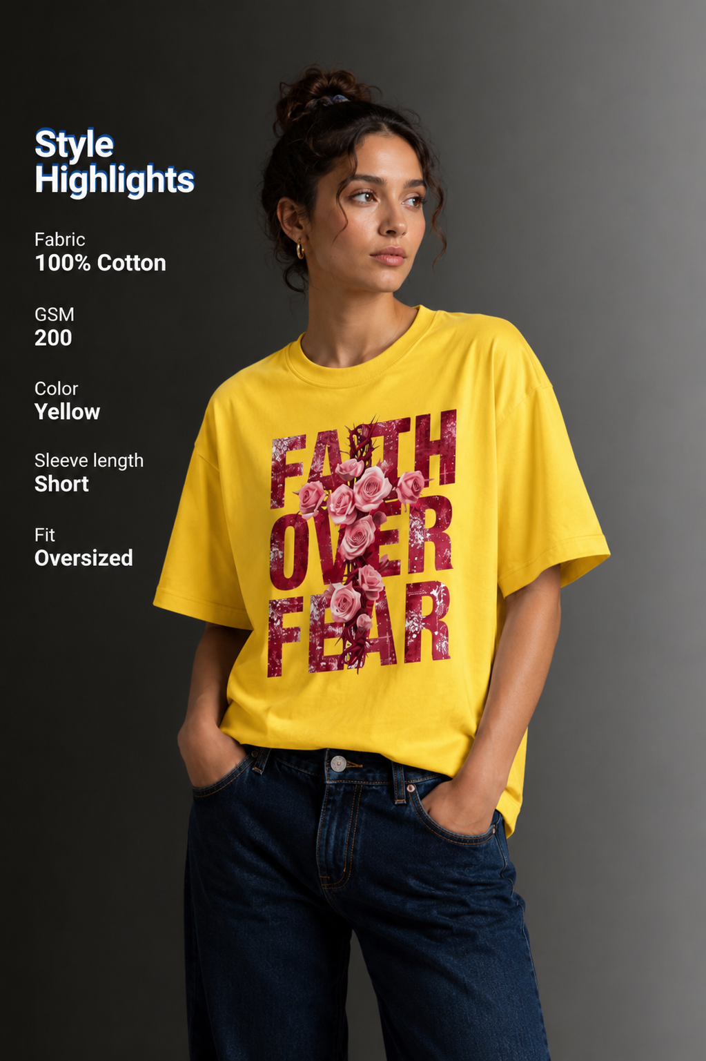 Women Drop Shoulder Front Printed T-Shirt | OUTPUFF