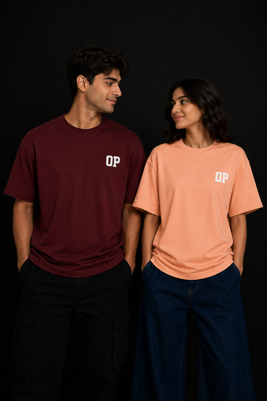 Couple Plain Drop Shoulder T-Shirt | OUTPUFF