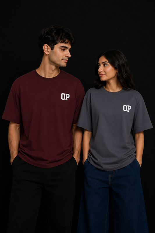 Couple Plain Drop Shoulder T-Shirt | OUTPUFF