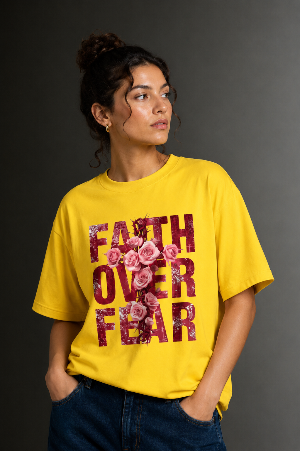 Women Drop Shoulder Front Printed T-Shirt | OUTPUFF