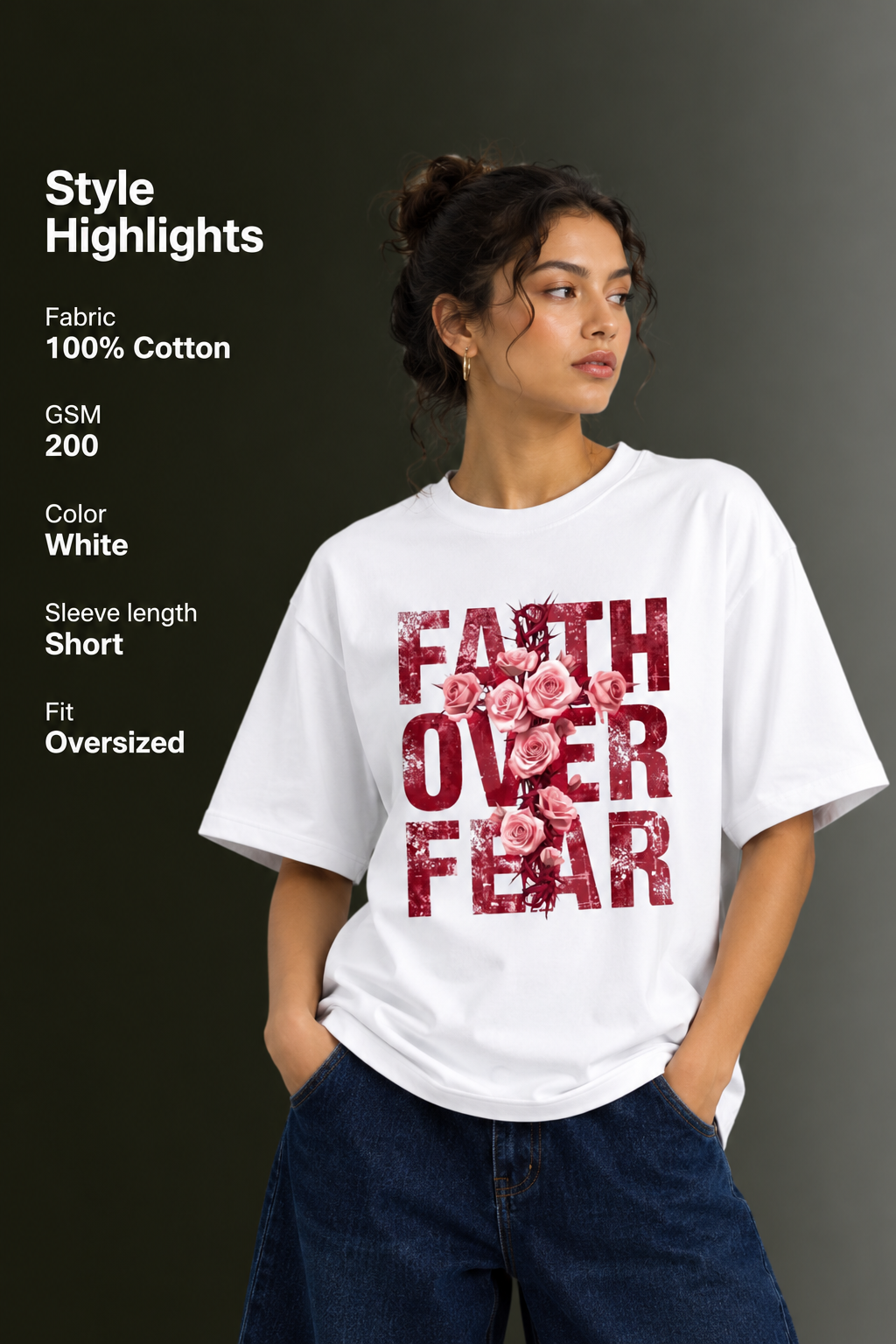 Women Drop Shoulder Front Printed T-Shirt | OUTPUFF