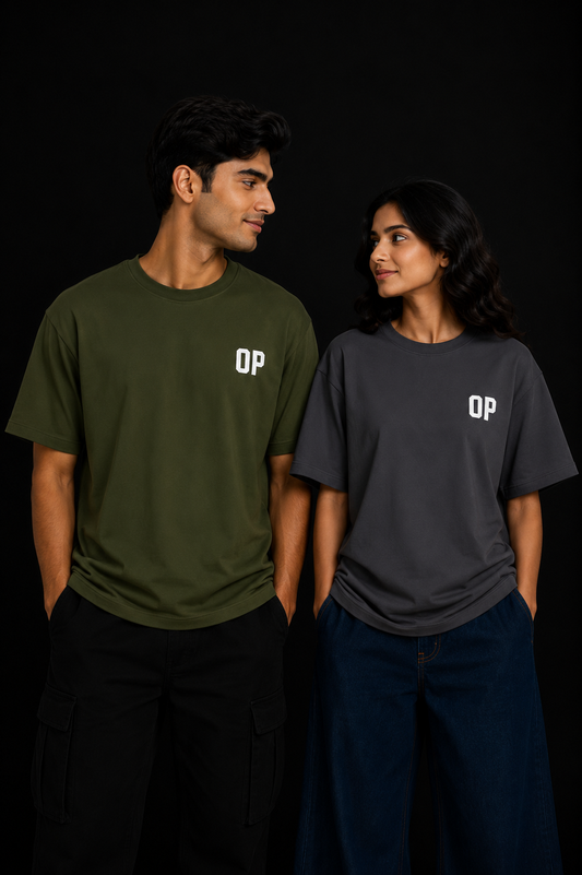 Couple Plain Drop Shoulder T-Shirt | OUTPUFF