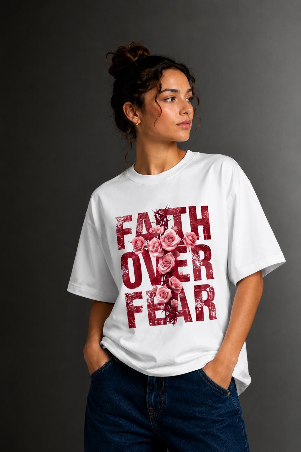 Women Drop Shoulder Front Printed T-Shirt | OUTPUFF