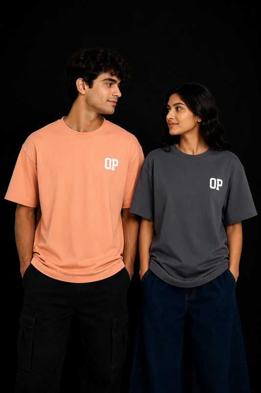 Couple Plain Drop Shoulder T-Shirt | OUTPUFF