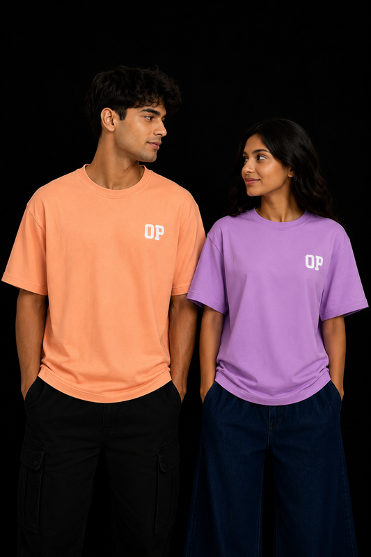 Couple Plain Drop Shoulder T-Shirt | OUTPUFF