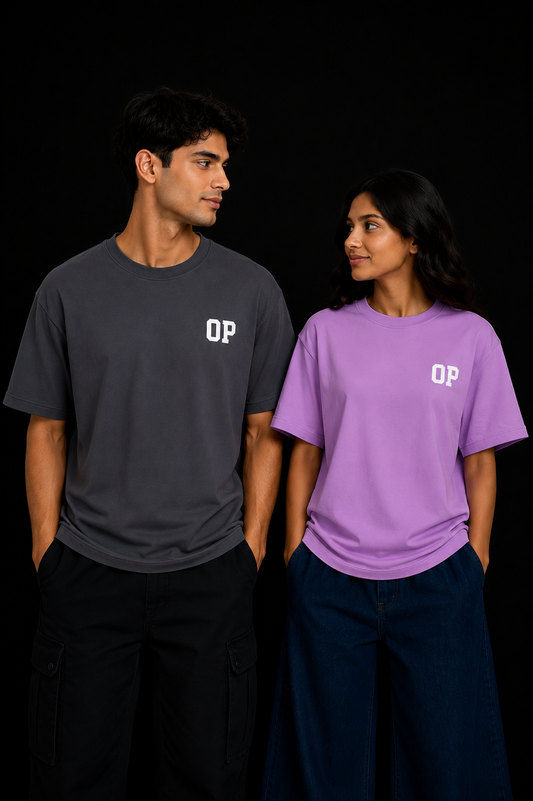 Couple Plain Drop Shoulder T-Shirt | OUTPUFF