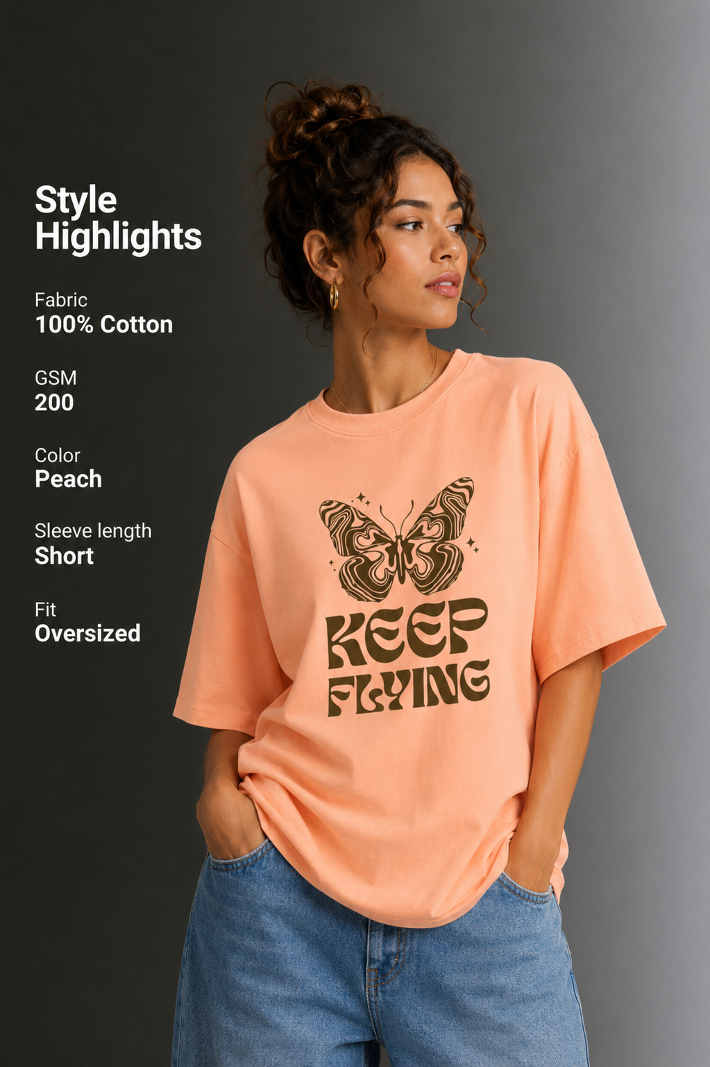 Women Drop Shoulder Front Printed T-Shirt | OUTPUFF