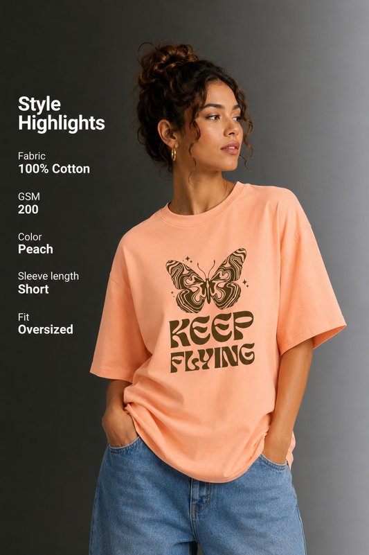 Women Drop Shoulder Front Printed T-Shirt | OUTPUFF