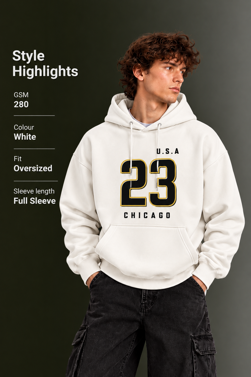 OUTPUFF Unisex Printed Pullover Hoodie with Kangaroo Pocket