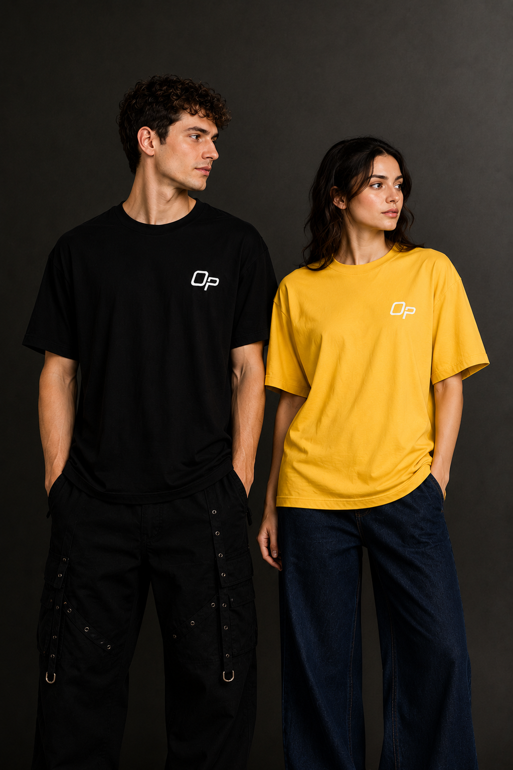 Couple Plain Drop Shoulder T-Shirt | OUTPUFF