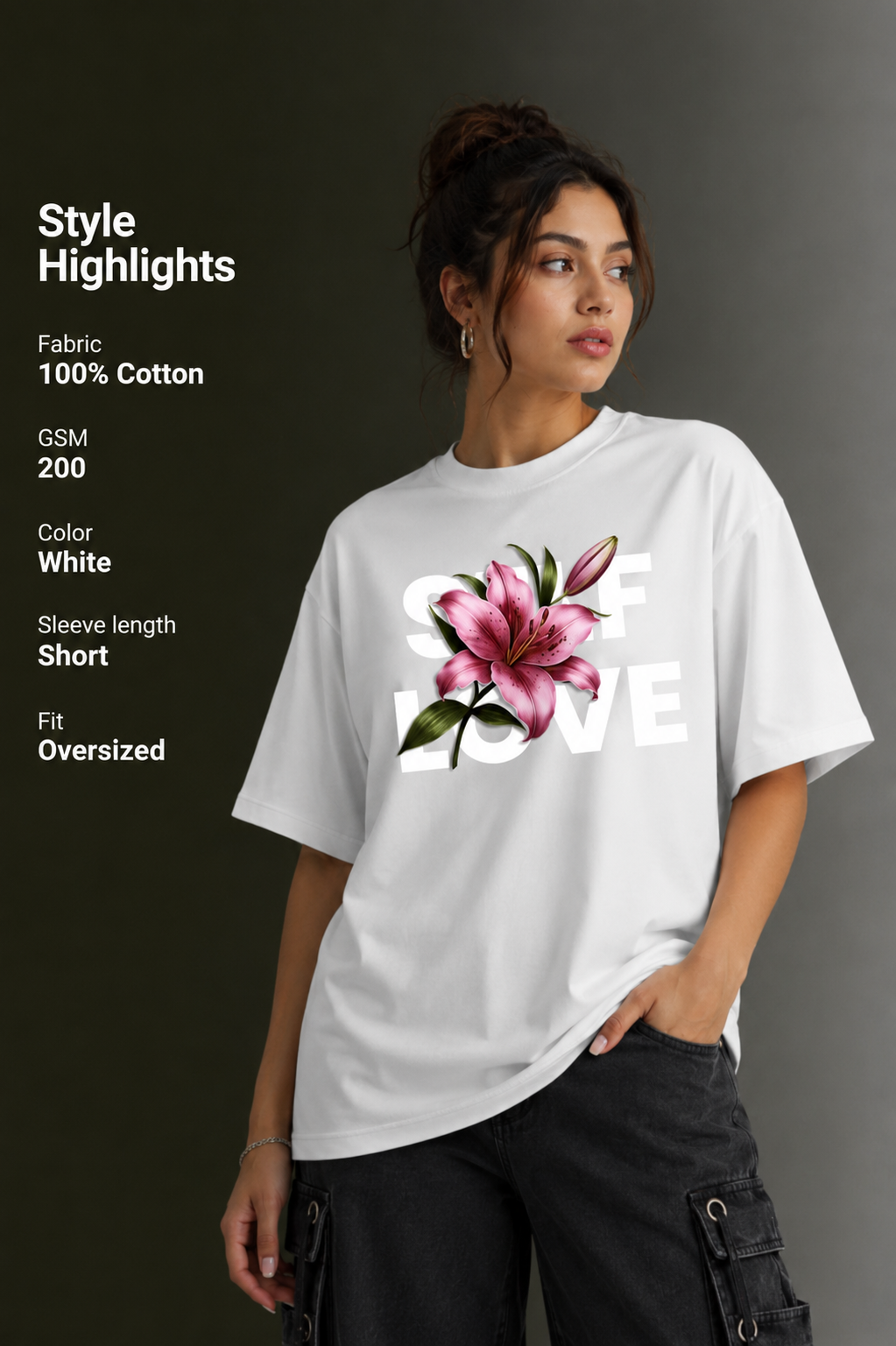 Women Drop Shoulder Front Printed T-Shirt | OUTPUFF