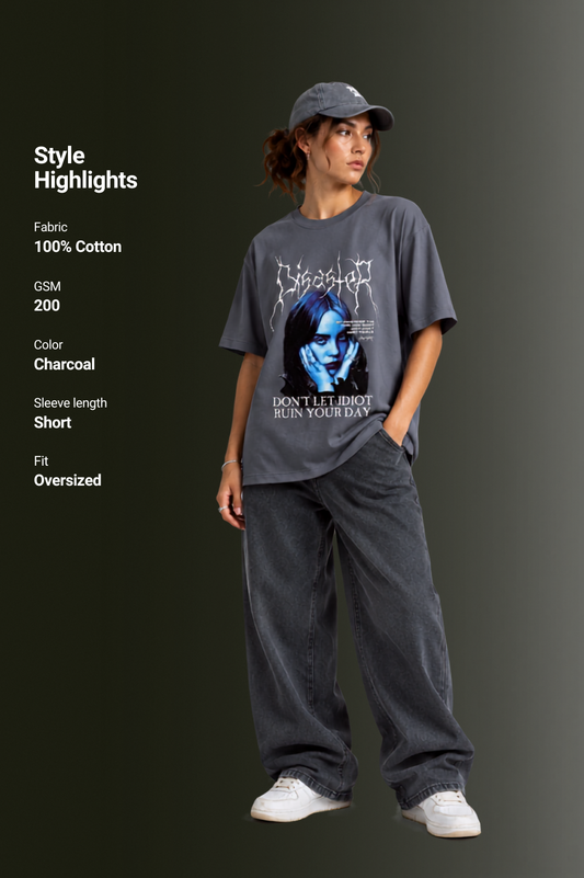 Women Drop Shoulder Front Printed T-Shirt | OUTPUFF
