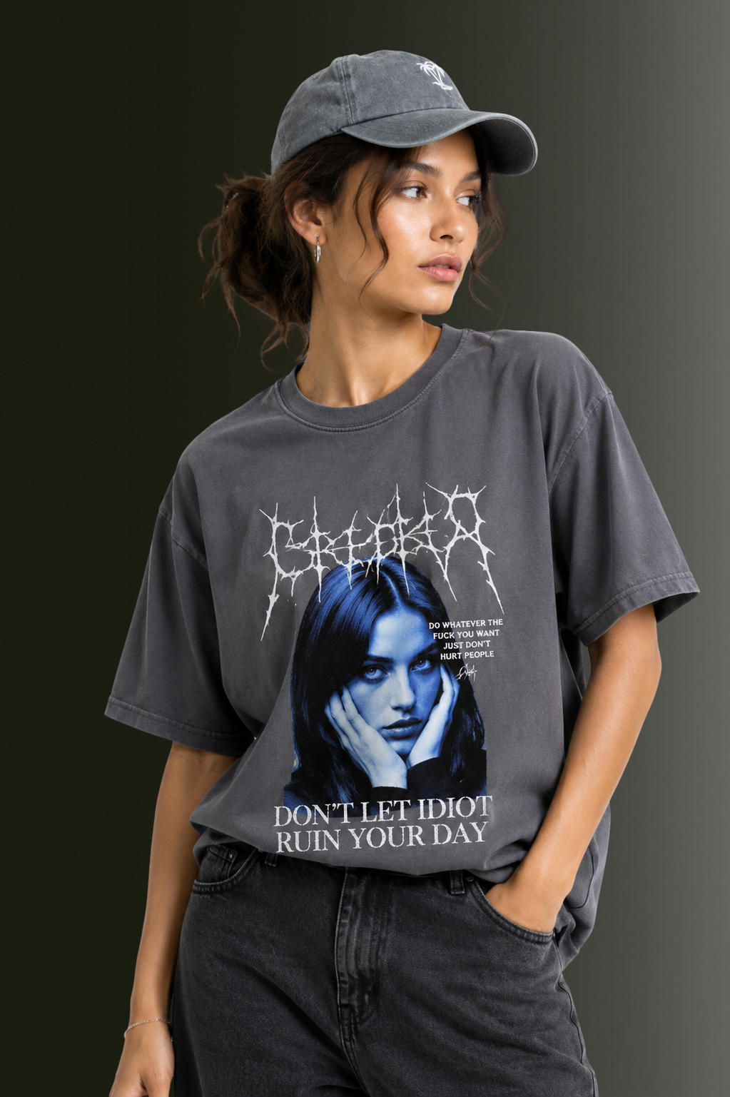 Women Drop Shoulder Front Printed T-Shirt | OUTPUFF