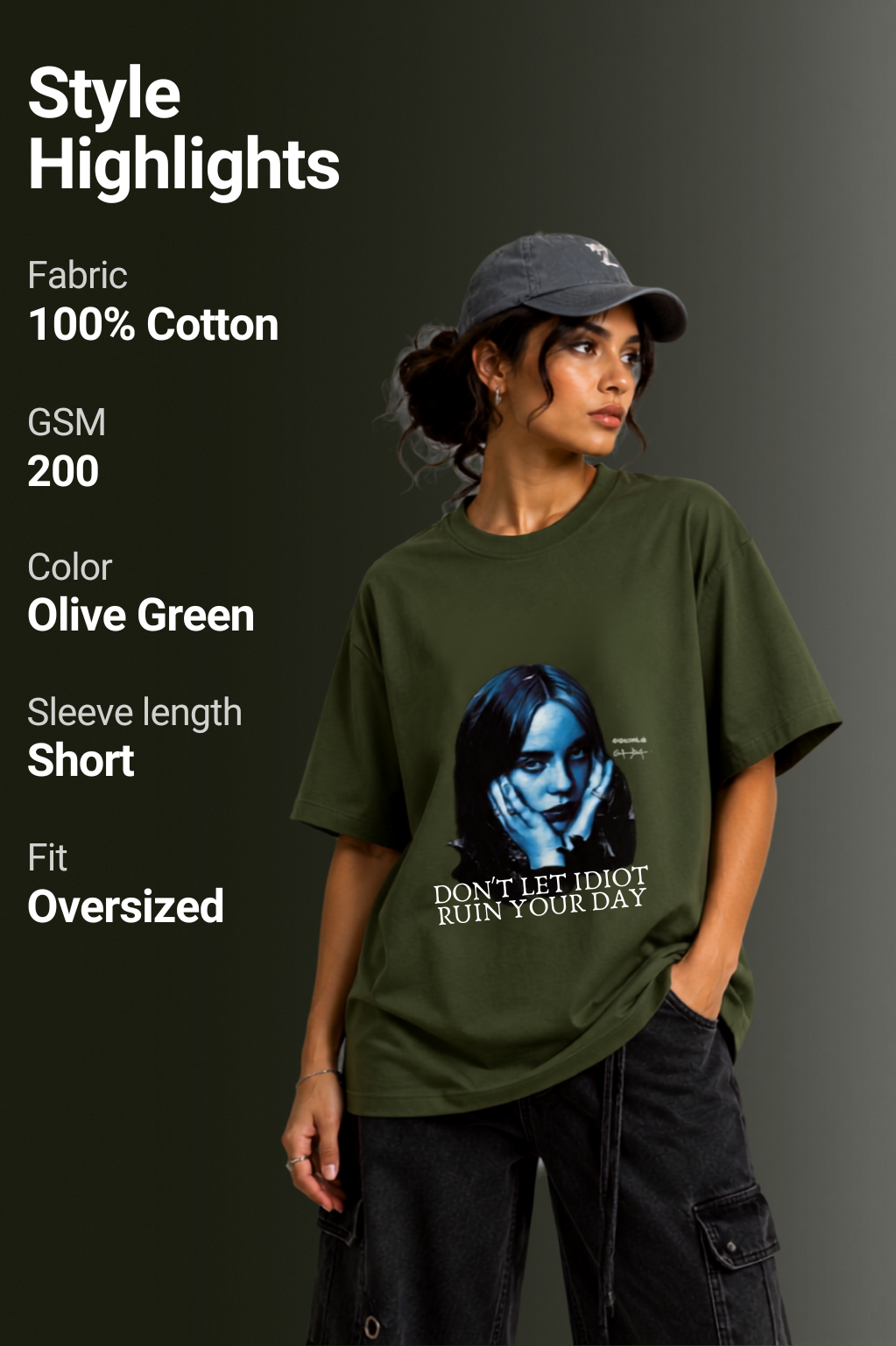 Women Drop Shoulder Front Printed T-Shirt | OUTPUFF