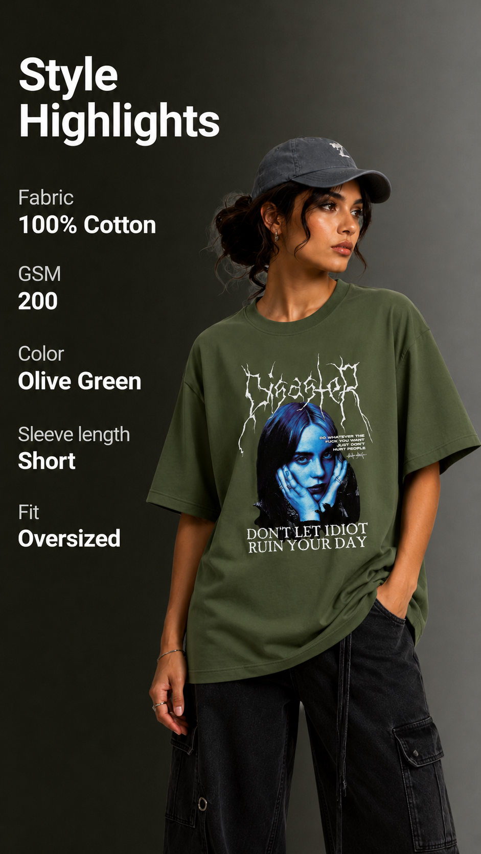 Women Drop Shoulder Front Printed T-Shirt | OUTPUFF