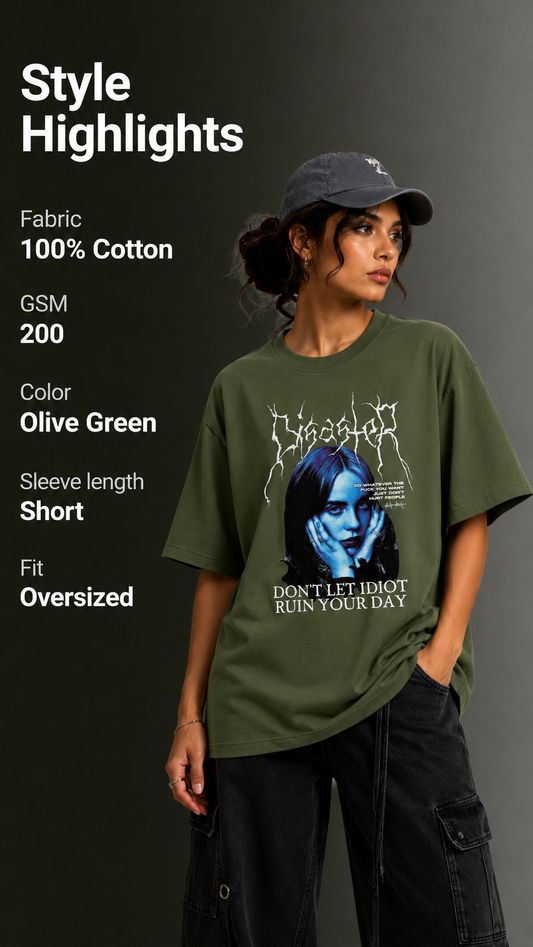 Women Drop Shoulder Front Printed T-Shirt | OUTPUFF