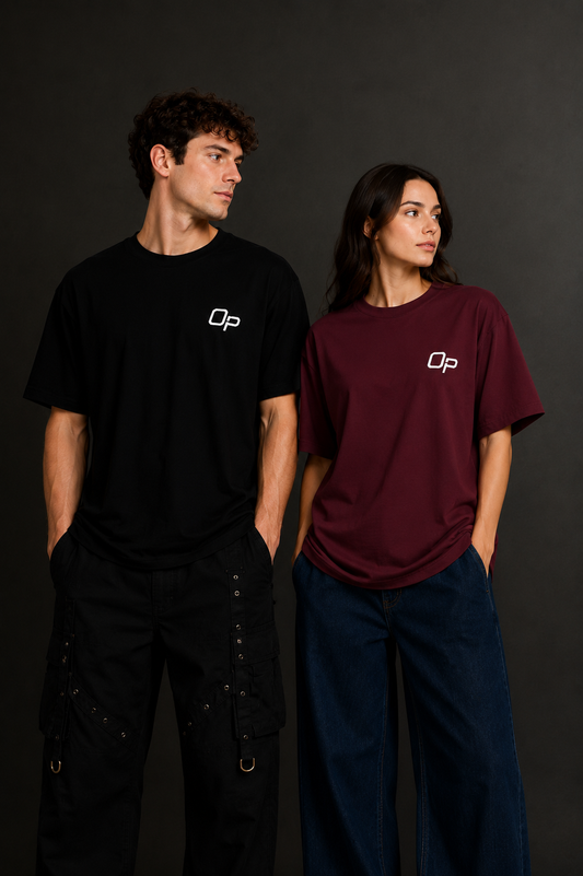 Couple Plain Drop Shoulder T-Shirt | OUTPUFF