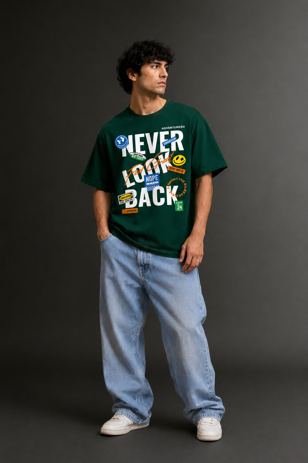 Men's Drop Shoulder Front Printed T-Shirt | Graphic Tee | OUTPUFF