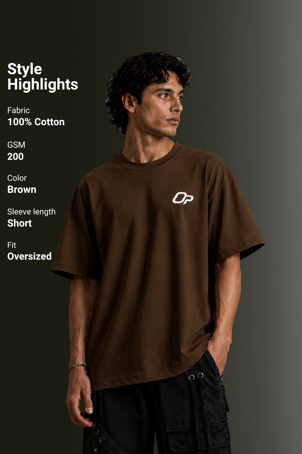 MENS DROP SHOULDER (BROWN)