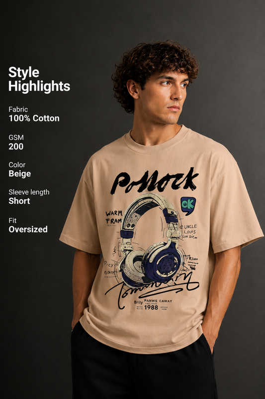 Men's Drop Shoulder Front Printed T-Shirt | Graphic Tee | OUTPUFF