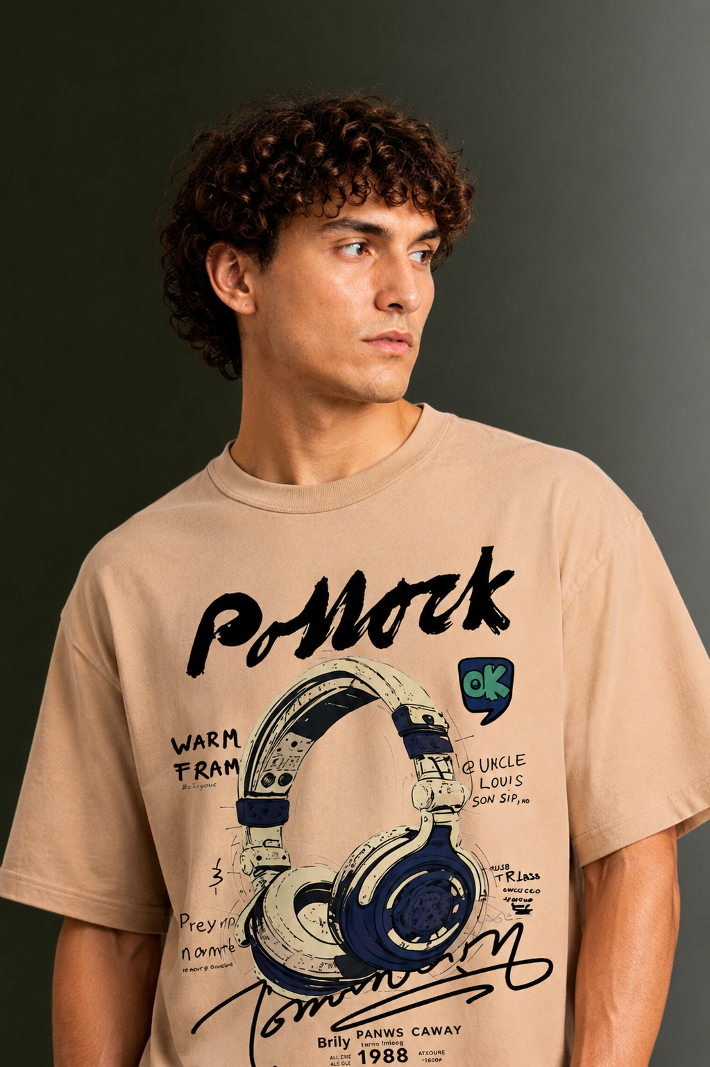 Men's Drop Shoulder Front Printed T-Shirt | Graphic Tee | OUTPUFF