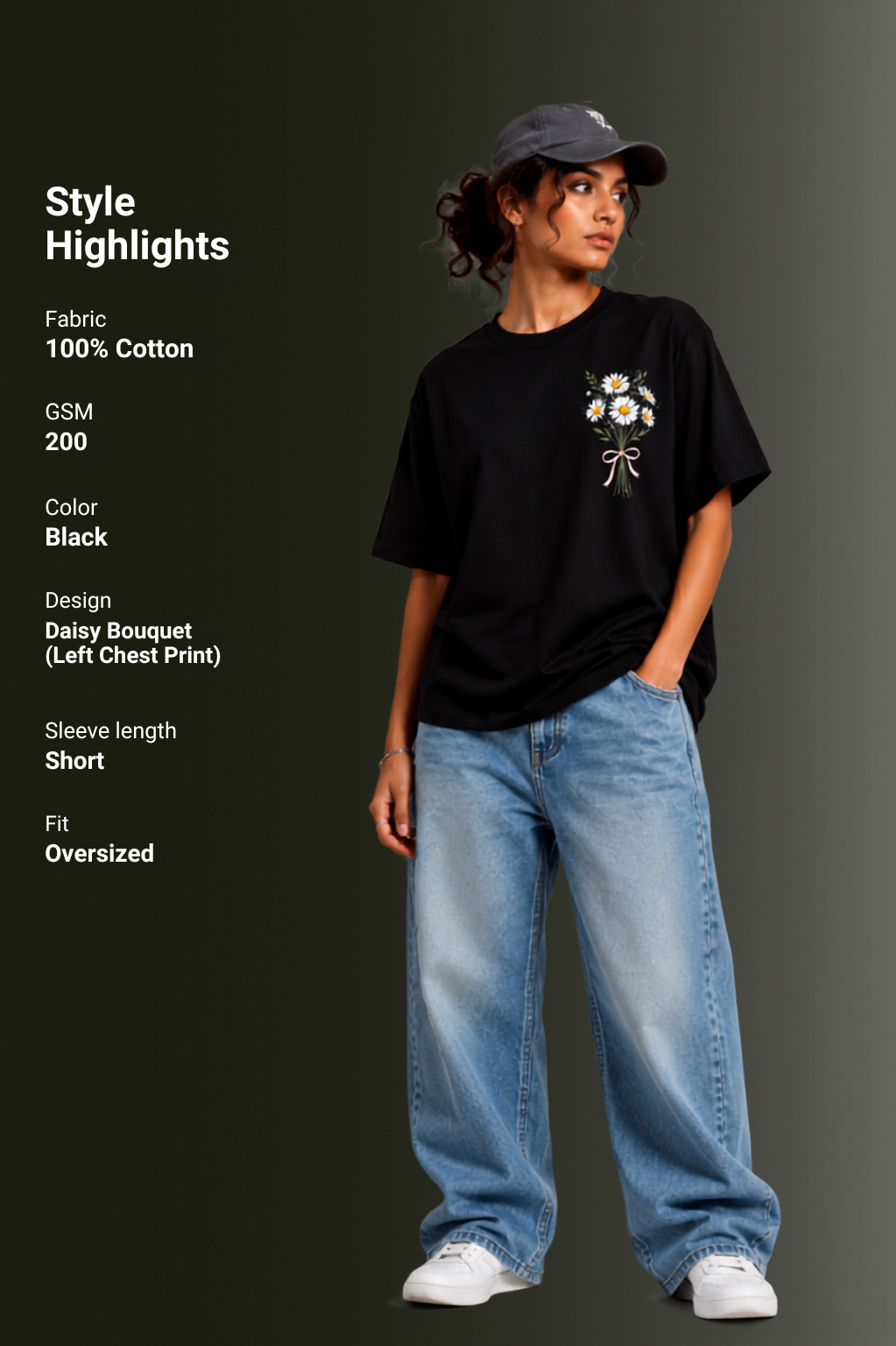 Women's Front & Back Printed Drop Shoulder T-Shirt | OUTPUFF