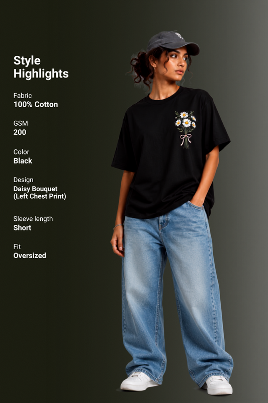 Women's Front & Back Printed Drop Shoulder T-Shirt | OUTPUFF