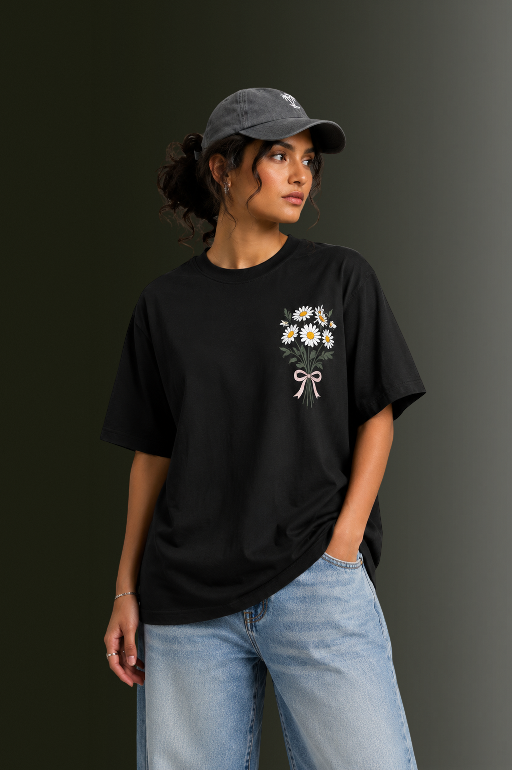 Women's Front & Back Printed Drop Shoulder T-Shirt | OUTPUFF