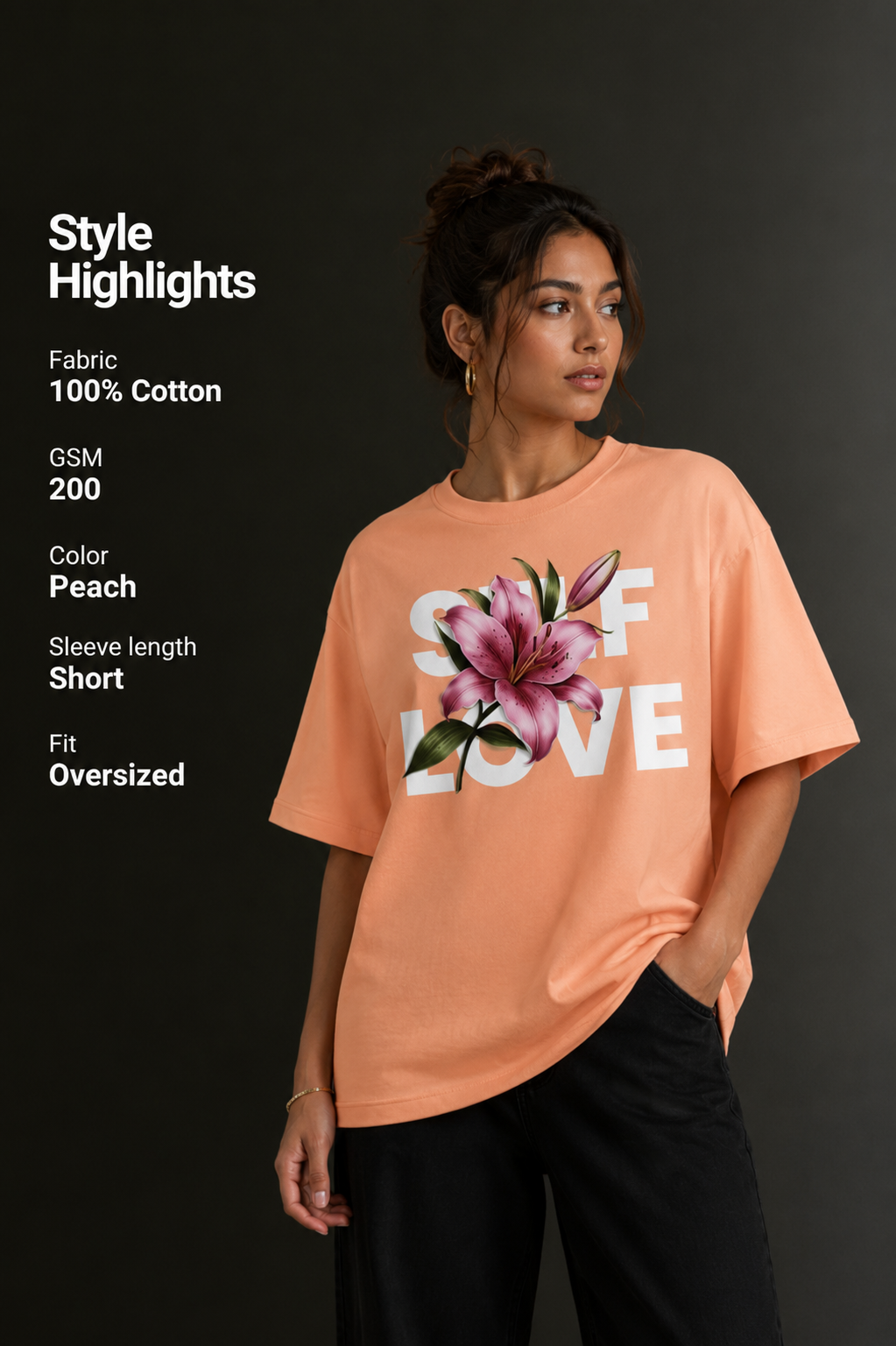 Women Drop Shoulder Front Printed T-Shirt | OUTPUFF