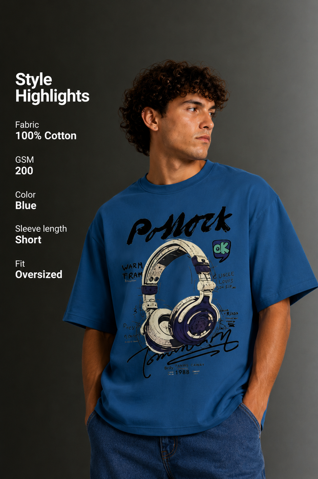 Men's Drop Shoulder Front Printed T-Shirt | Graphic Tee | OUTPUFF