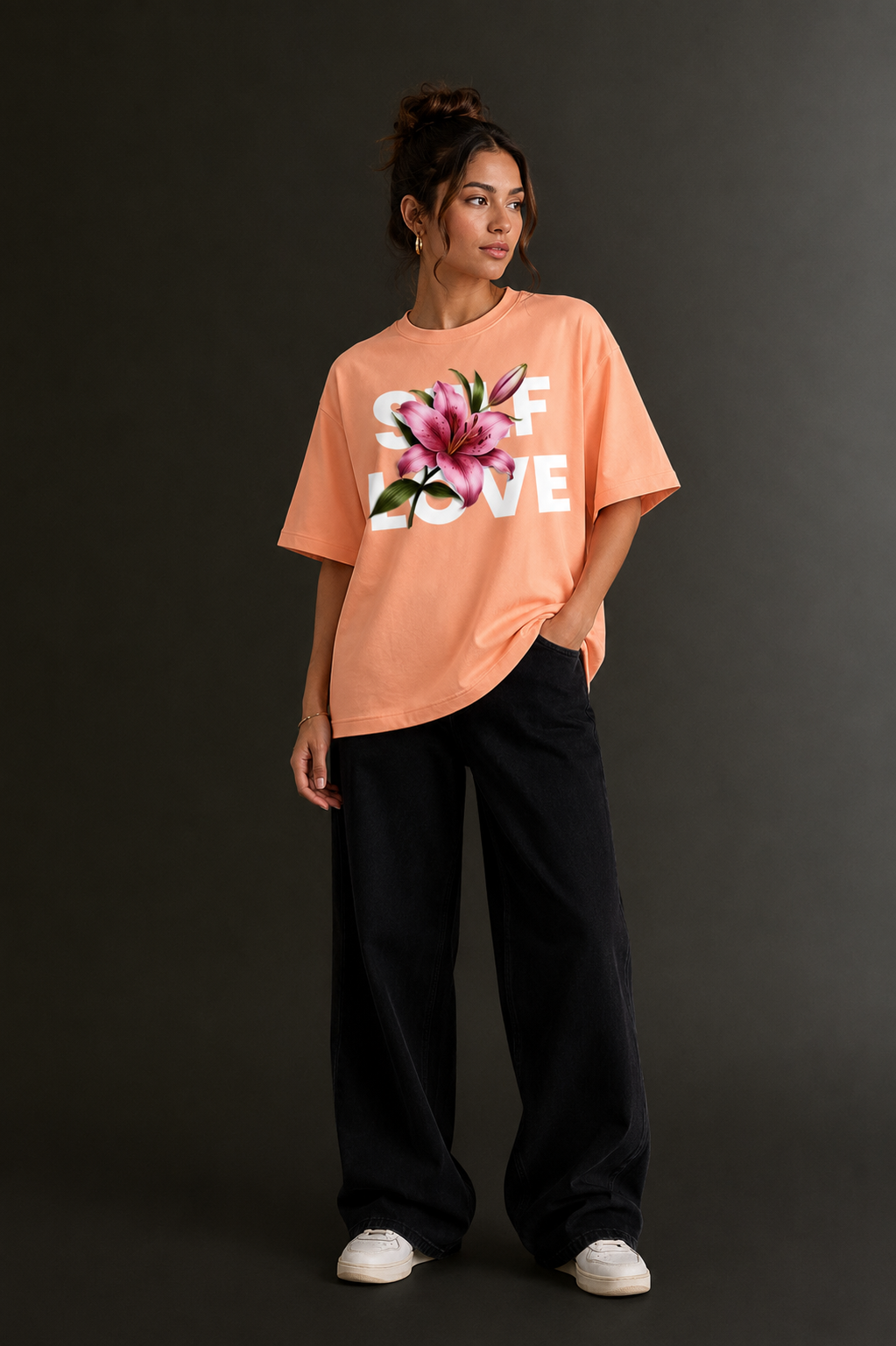 Women Drop Shoulder Front Printed T-Shirt | OUTPUFF